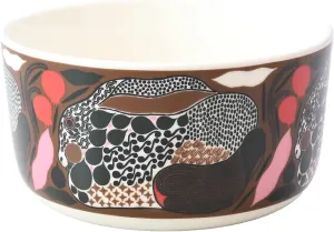 Marimekko 072028 186 Bowl, 4.9 inches (12.5 cm), 16.9 fl oz (500 ml), Deep Pot, Rusakko Brown x Red