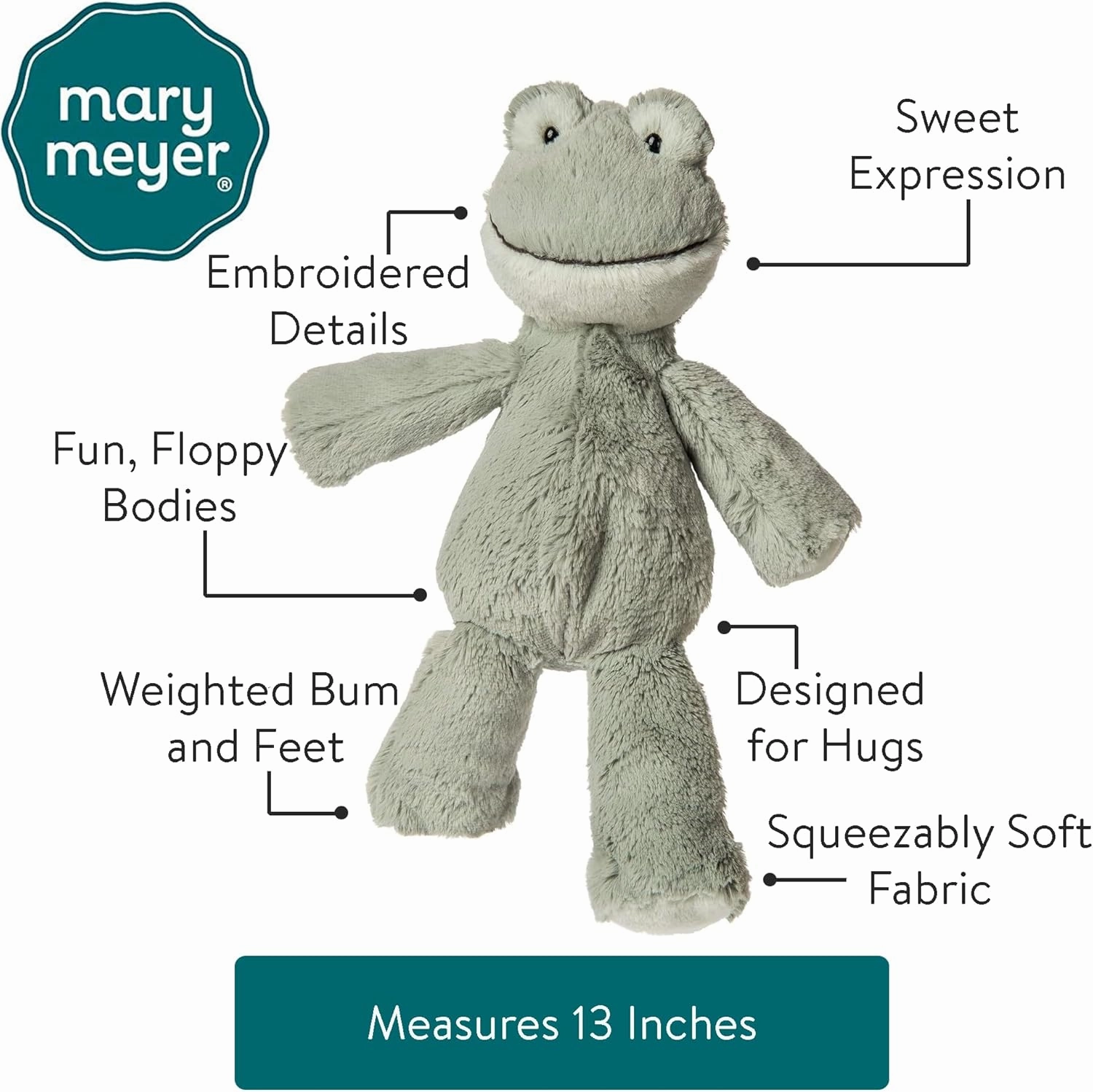 Mary Meyer Marshmallow Zoo Stuffed Animal Soft Toy, 13-Inches, Mossy Frog