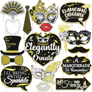 Masquerade Party Decorations Photo Booth Props, Masquerade Party Favors Supplies, Venetian Mask Party Photo Booth Props Kits, Masquerade Photo Booth Props