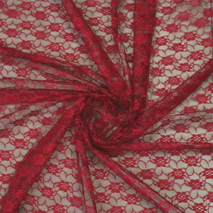 MDS Pack of 5 Yard Long x 55” Wide Lace Fabric, Floral Pattern Vintage Rachelle Lace Trim Fabric Bolt by Yard for Wedding Bridal Dress Fashion Crafts DIY Party Home Decor Multipurpose - Apple Red