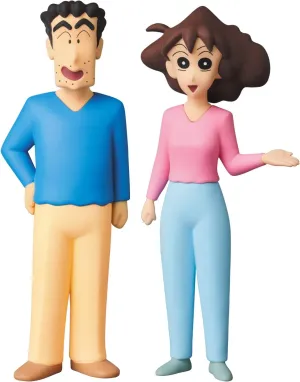 Medicom Toy UDF Ultra Detail Figure No.556 Crayon Shin-chan Series 2 Hiroshi and Misa, Each Total Height Approx. 3.7 inches (97/95 mm), Painted, Finished Figure