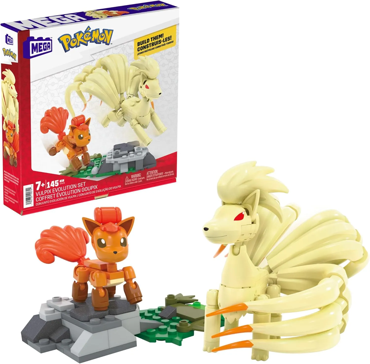MEGA Pokémon Vulpix EVolution Set (145 Pieces) With 2 Poseable Action Figures For Kids