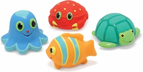 Melissa & Doug Sunny Patch Seaside Sidekicks Squirters with 4 Squeeze-and-Squirt Animals - Water Toys for Kids