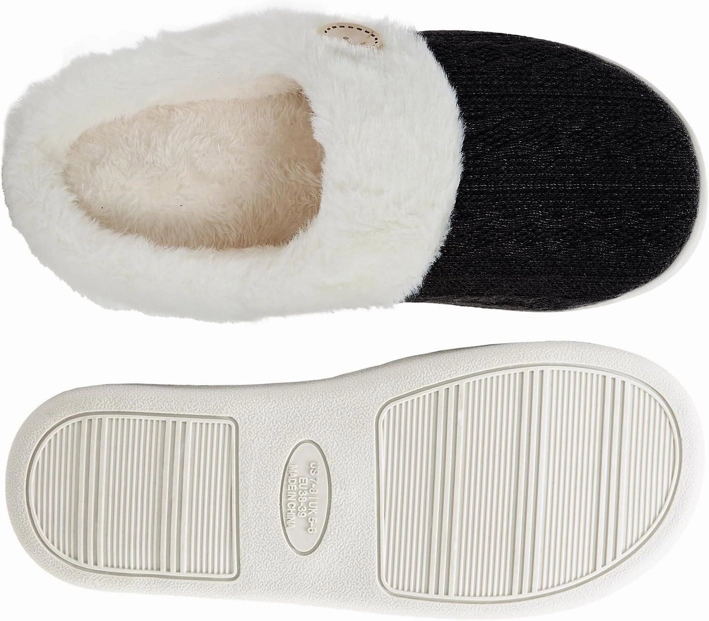 Memory Foam Slippers for Women & Men - Cozy, Fuzzy Bedroom & House Slippers - Pink & Blue/Navy - Indoor & Outdoor