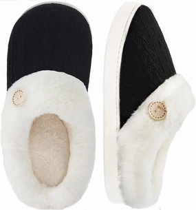 Memory Foam Slippers for Women & Men - Cozy, Fuzzy Bedroom & House Slippers - Pink & Blue/Navy - Indoor & Outdoor