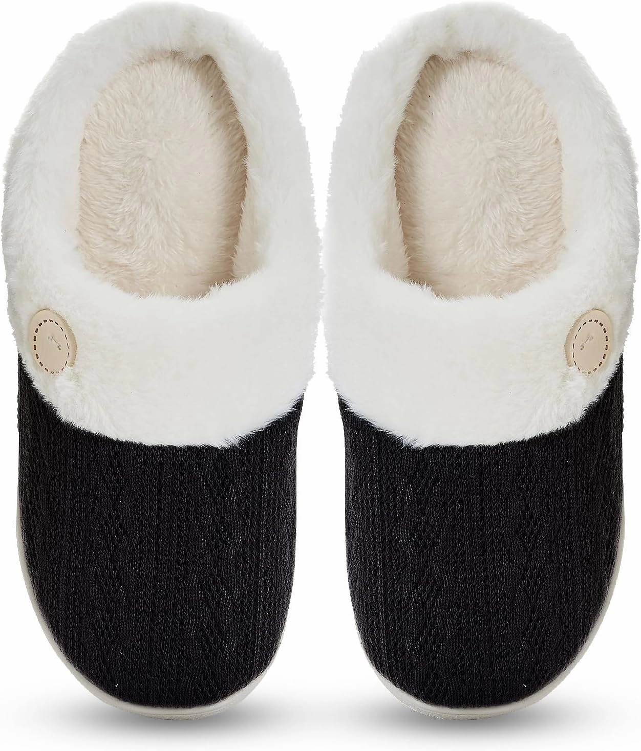 Memory Foam Slippers for Women & Men - Cozy, Fuzzy Bedroom & House Slippers - Pink & Blue/Navy - Indoor & Outdoor