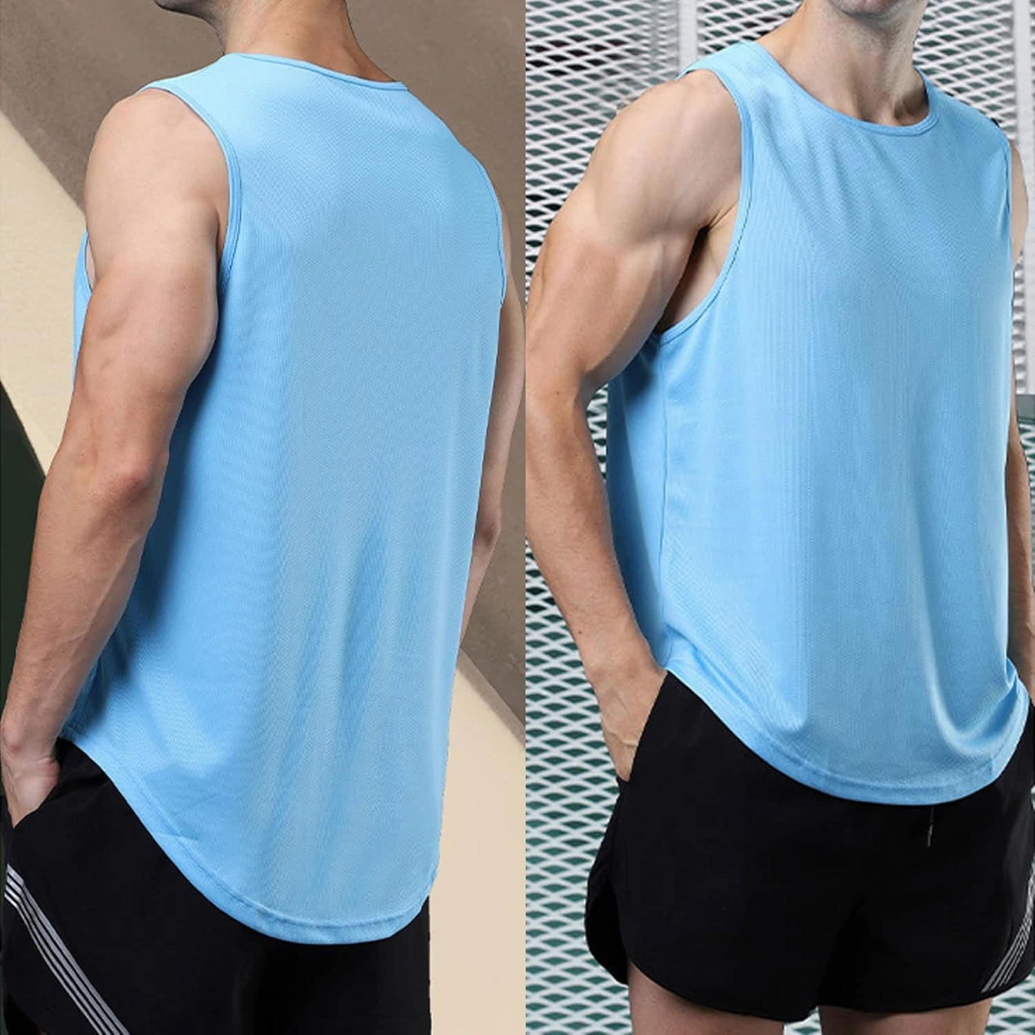 Men's Althletic Quick Dry Gym Muscle Lightweight Breathable Tank Top Workout Sleeveless Tee Bodybuilding Fitness