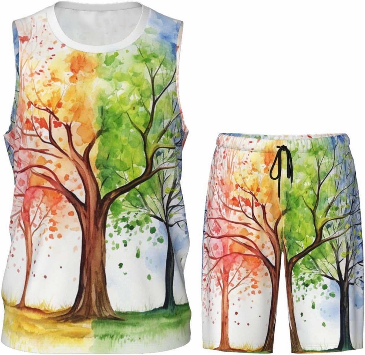 Men's Basketball Jerseys Sets Four Seasons Spring Tree Basketball Uniform Lightweight Basketball Vest and Sports Shorts