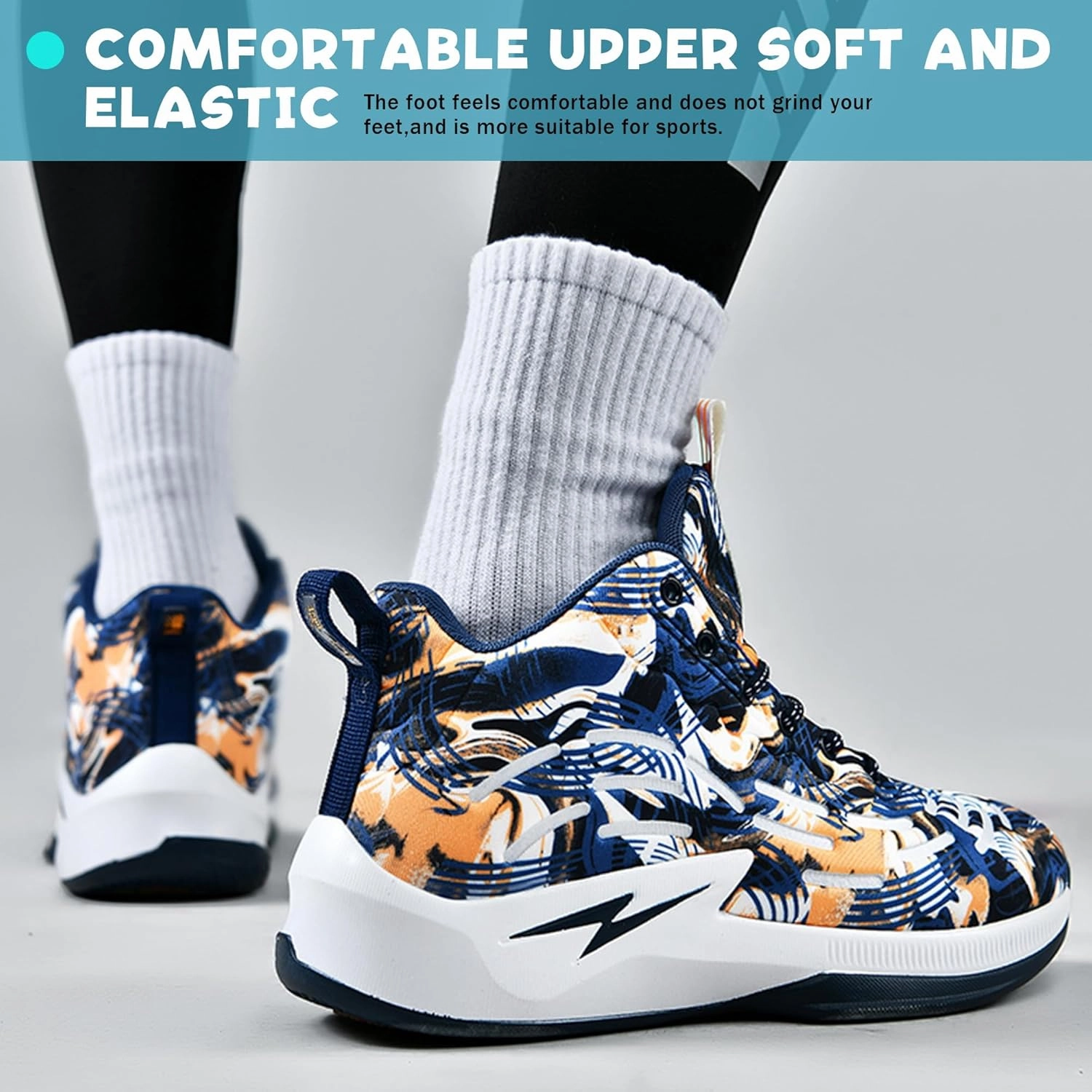 Men's High Top Basketball Shoes Lightweight Breathable Non Slip Gym Sneakers Suitable Training Sports