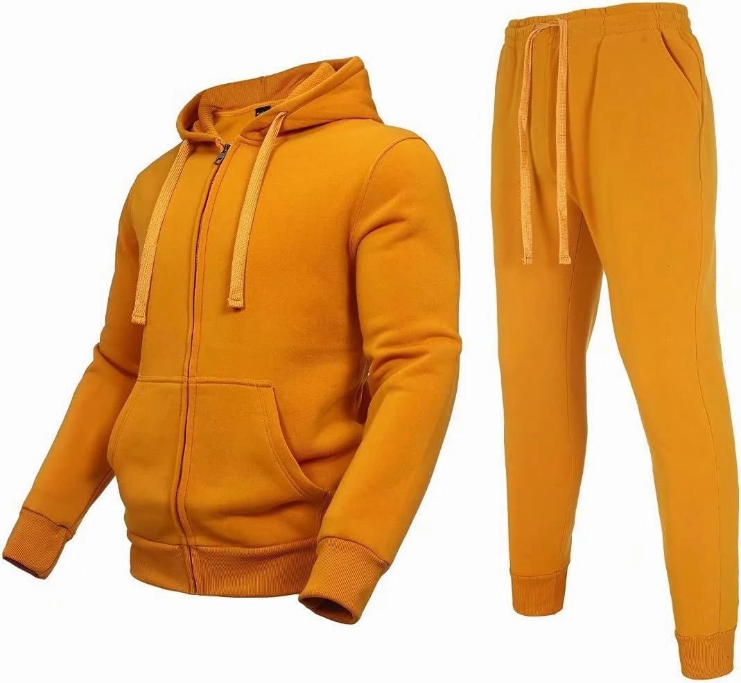 Men's hoodie sweatsuit Full-Zip fleece track suits casual jogger set outdoor sportswear