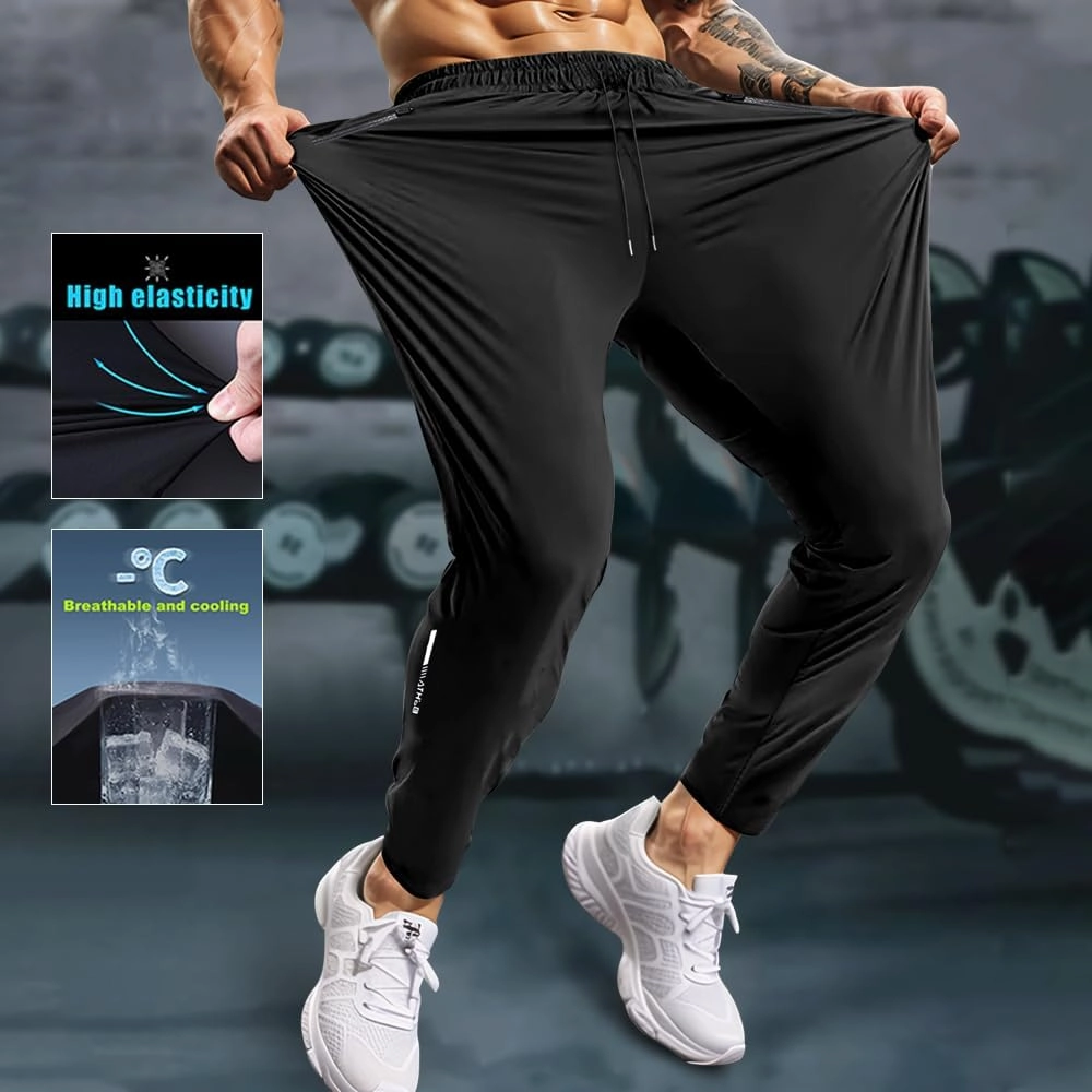 Men's Sweatpants Lightweight Active Pants Quick Dry for Running 、Jogging 、Yoga、Golf with Zipper Pockets