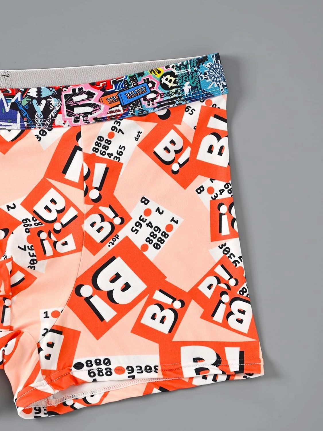 Men's Underwear Trendy Graffiti Fashion Printing Comfortable Mid-Rise Boxer Shorts 3PCS