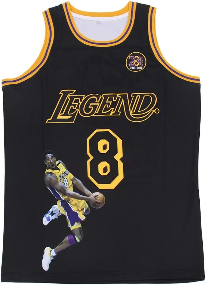 Men's Jerseys Legend 8 24 Hip Hop Sports Shirts Black Snakeskin Stitched Basketball Jersey