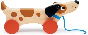 Mentari Toys - Puppy on Wheels - Wooden Dog Pull Toy for Toddlers - Natural Wood Toy with 7 inch Pull Chord, 4 Wheels, Rotating Ears - Enhances Motor Skills - Fosters Imaginative Play - Age 18M 
