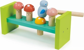 Mentari Toys - Woodland Hammer- 6pc Montessori Toy - Wooden Pounding Bench with Birdie Hammer - Boost Fine Motor Skills and Hand-Eye Coordination in Toddlers - Early Development Toy - Age 18m 