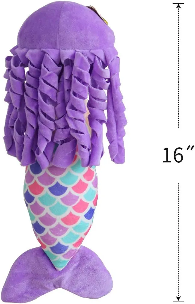 Mermaid Doll for Girls, Mermaid Princess Plush, Soft and Snuggly Plush Animal, Lovely Bright Colors, Perfect for Nap Time, Sleep, Travel, Play Time, Birthday Present, 16 Inches
