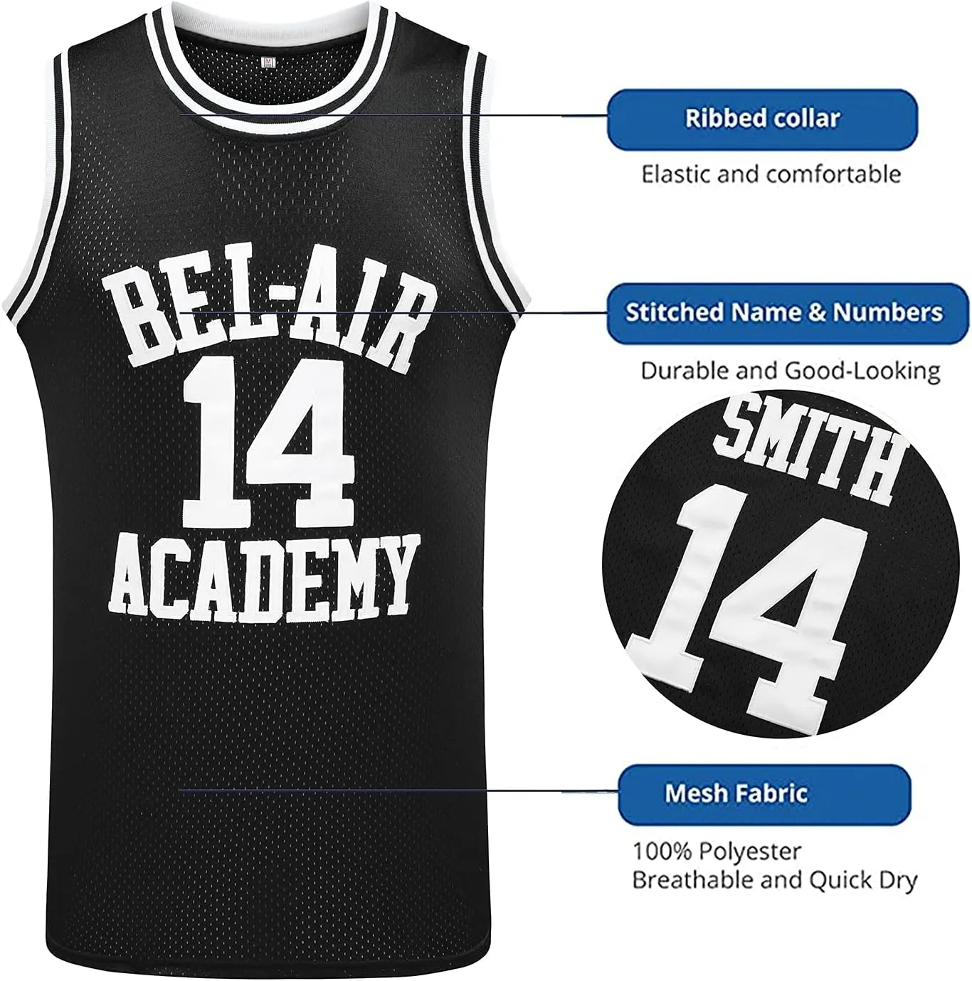 MESOSPERO #14 The Fresh Prince of Bel Air #25 Carlton Banks Basketball Jersey,90s Hip Hop Clothes for Party Men