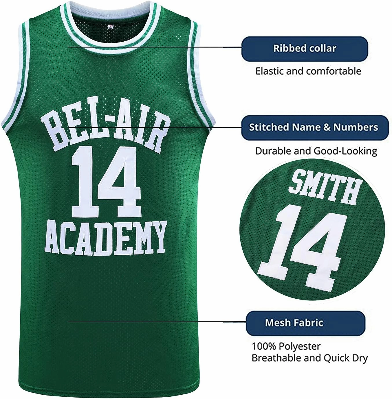 MESOSPERO #14 The Fresh Prince of Bel Air #25 Carlton Banks Basketball Jersey,90s Hip Hop Clothes for Party Men