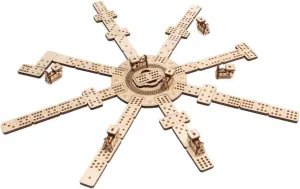 Mexican Train Domino Game Set - Deluxe Wooden Version with 91 Dominoes, Holders, Locomotives, Station Hub, and Storage Box | Family Board Game