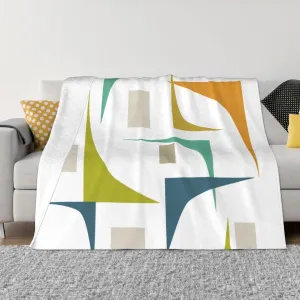 Mid Century Modern Colorful Geometric Retro 50"X40" Flannel Blanket - 100% Soft Polyester, Lightweight and Warm, Suitable for Families, Camping, Travel