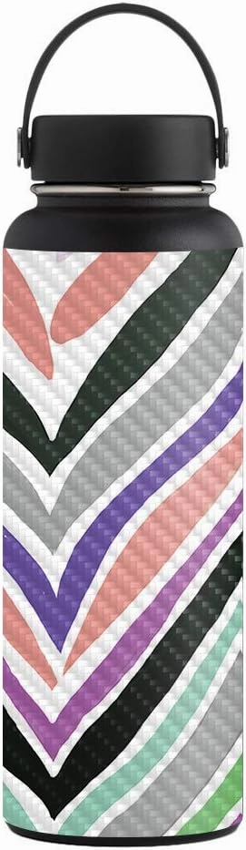MightySkins Carbon Fiber Skin for 40 oz. Wide Mouth - Colorful Chevron | Protective, Durable Textured Carbon Fiber Finish | Easy to Apply, Remove, and Change Styles | Made in The USA