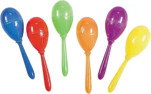 Mini Maracas, Bulk Set of 12, Each is 2.75 inch Size - Noise Makers and Feista, Cinco de Mayo Party Favors