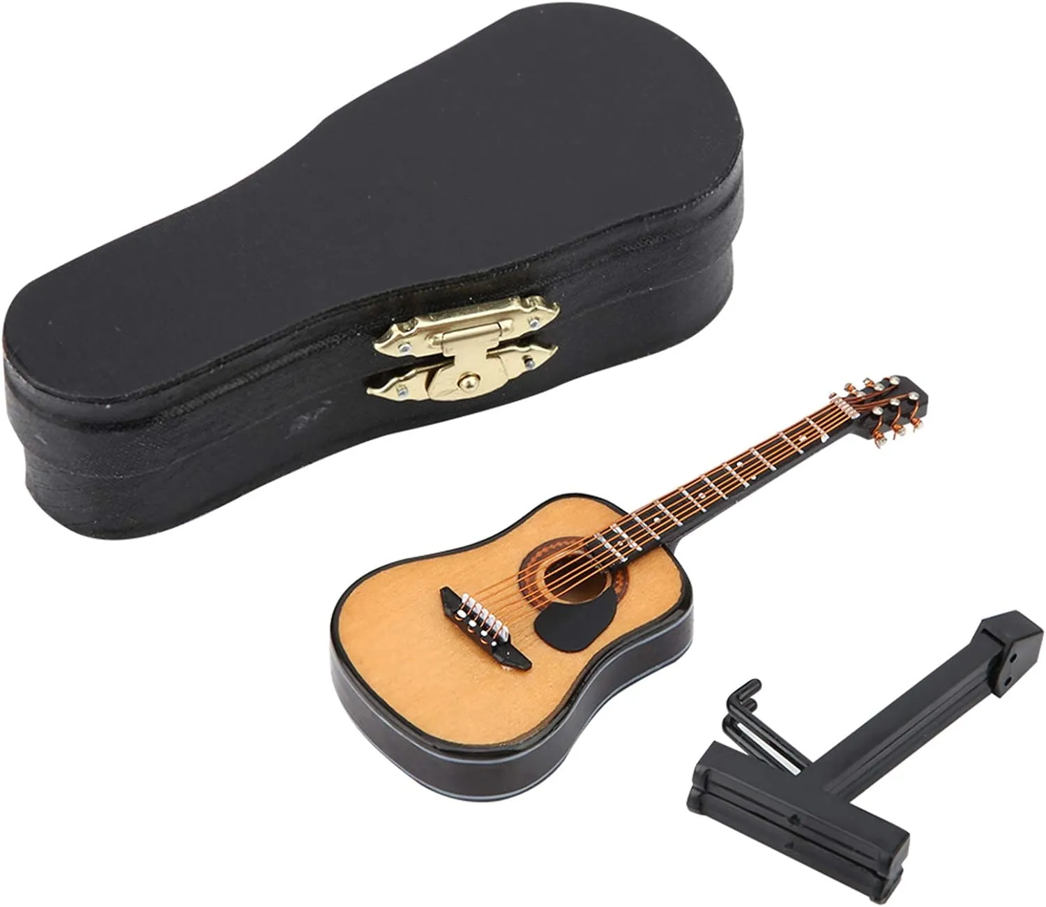 Miniature Wooden Guitar Model, Guitar Cake Topper Mini Guitar Toy Display Mini Ornaments Craft Home Decor (10CM)