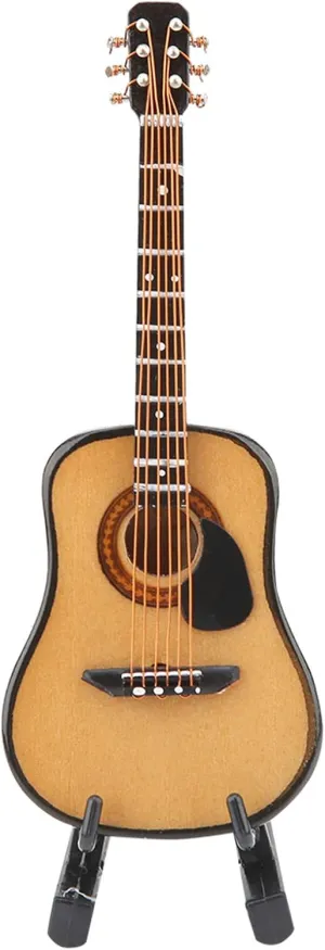 Miniature Wooden Guitar Model, Guitar Cake Topper Mini Guitar Toy Display Mini Ornaments Craft Home Decor (10CM)