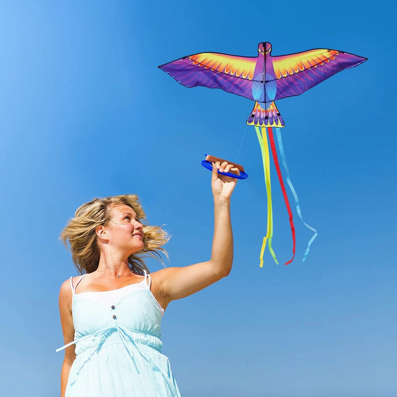 Mint’s Colorful Life Large Kite for Kids and Adults, Easy to Fly Single Line Beach Kites, Comes with 300ft String Handle