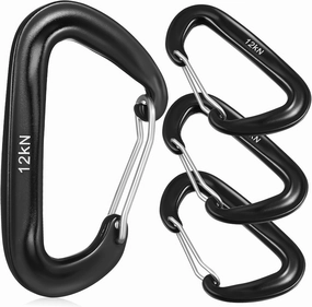 Mipcase Versatile 4pcs Carabiner Clips D-Shape Metal Lock for Tent Hiking and Outdoor Equipment