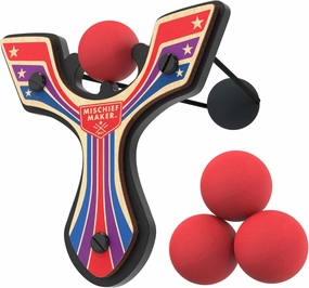 Mischief Maker® Racing Wooden Toy Slingshot and Soft Foam Balls