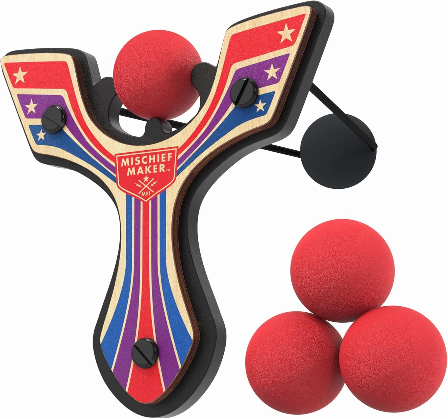 Mischief Maker® Racing Wooden Toy Slingshot and Soft Foam Balls