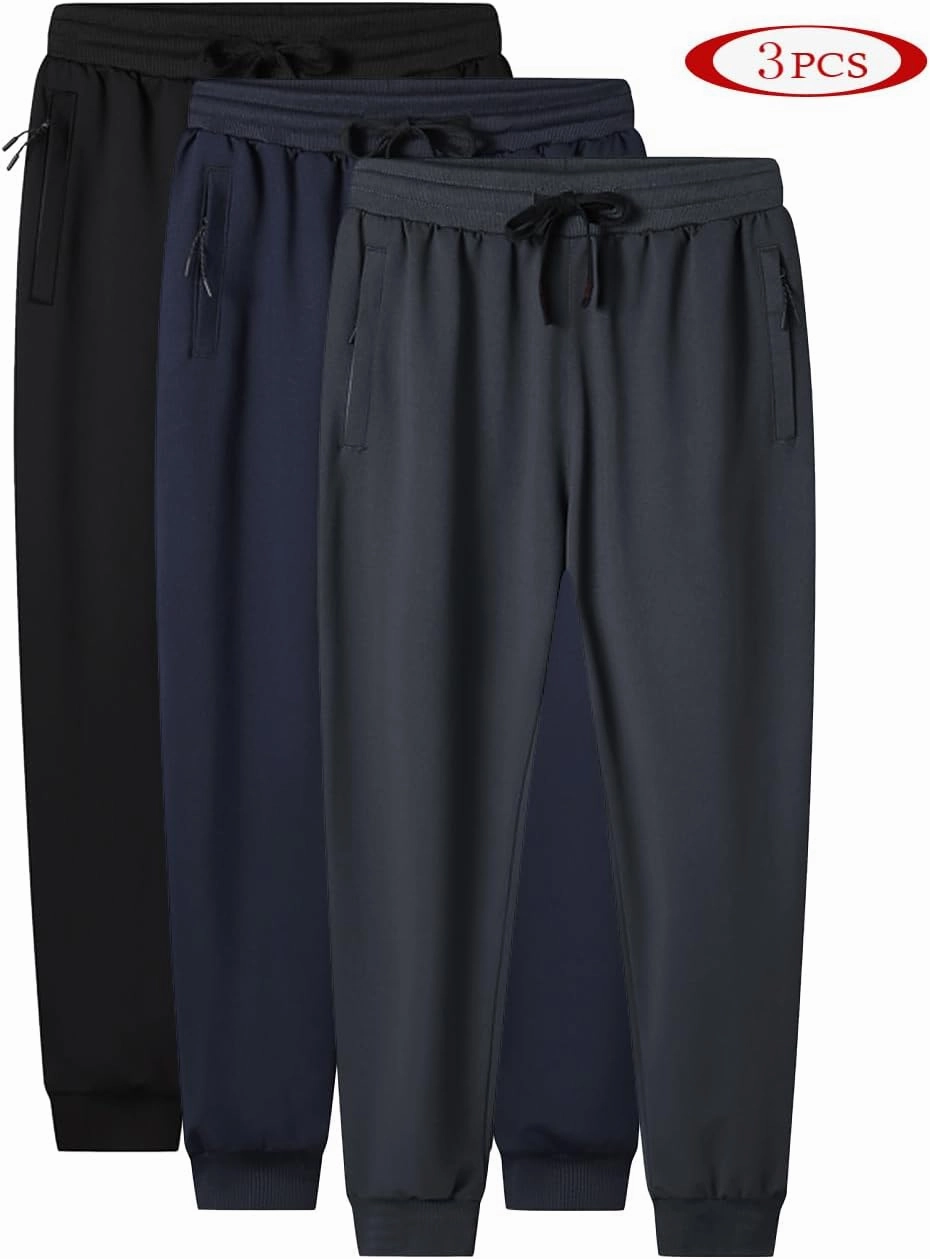 MOHEM Boys' Pull on Athletic Sweatpants Fleece Jogger Workout Pants with Zipper Pockets