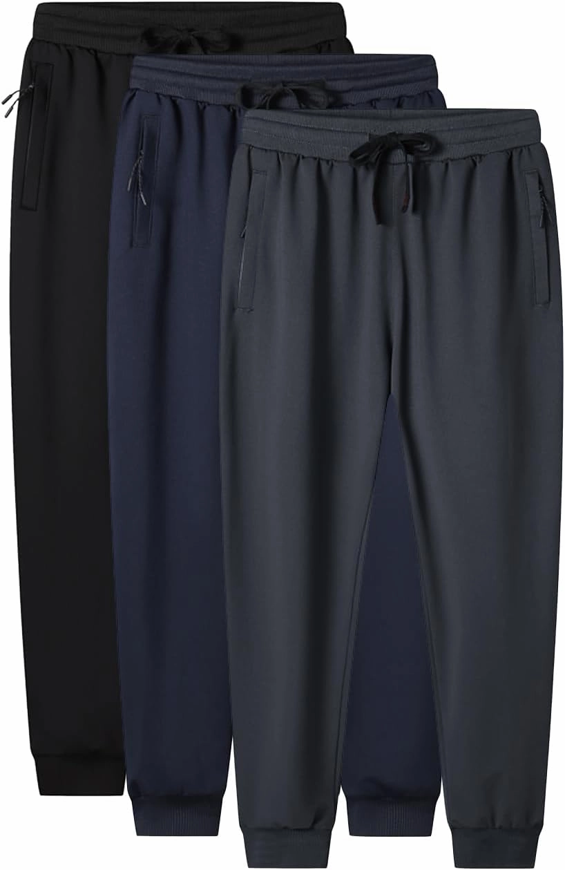 MOHEM Boys' Pull on Athletic Sweatpants Fleece Jogger Workout Pants with Zipper Pockets