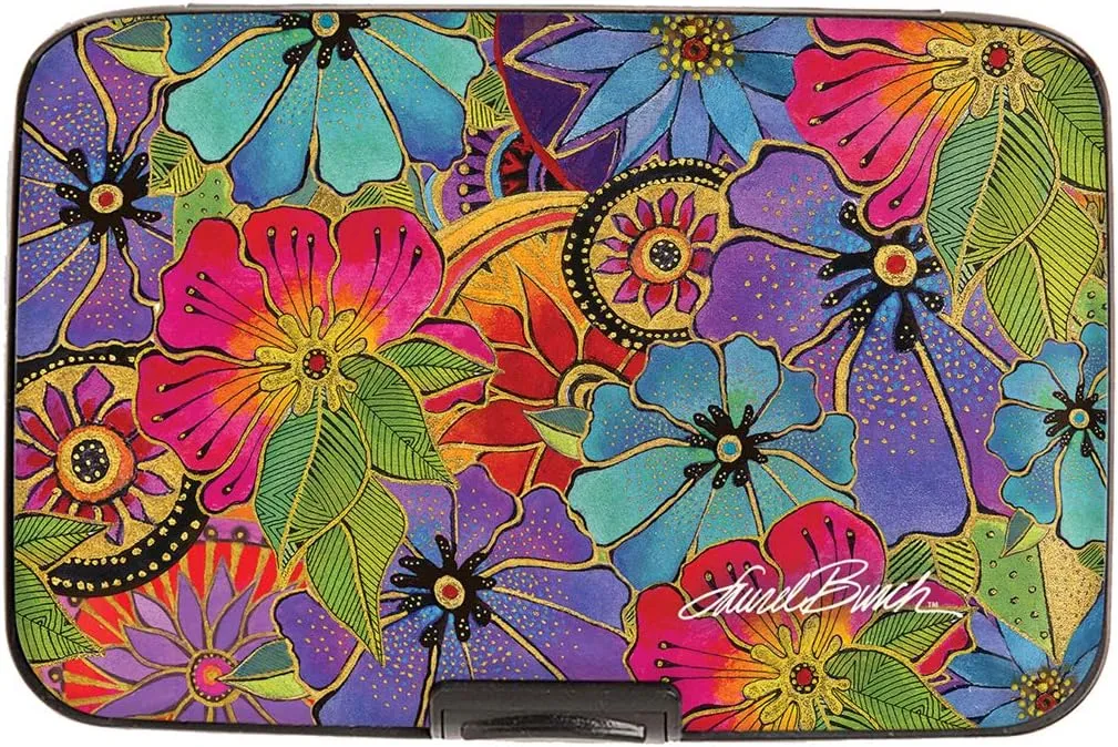 Monarque RFID Secure Armored Wallet, Laurel Burch Collection (Blossoming Florals)