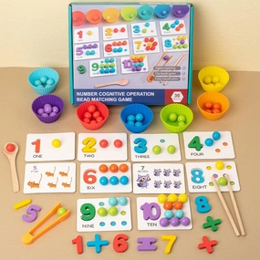 Montessori Arithmetic Math Toy Set – Silicone Digital Learning with Beads, Chopsticks & Spoons, 2025 New Silicone Digital Learning with Beads, Number Blocks, Daily Number Match