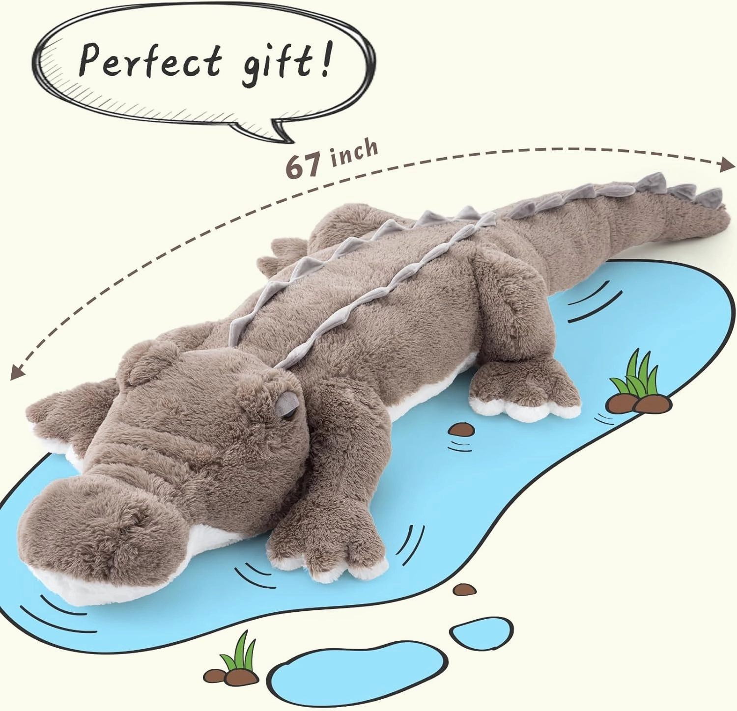 MorisMos Giant Alligator Stuffed Animal, 67inch Soft Large Alligator Plush Toy, Big Stuffed Crocodile Gifts for Kids Boys Girls