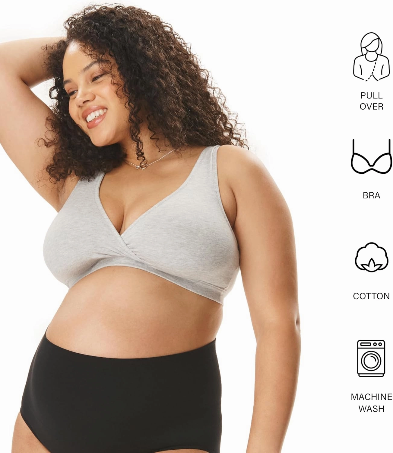 Motherhood Maternity Women's Soft Cotton Spandex Wrap Front Maternity & Nursing Sleep Bralette Bra S-3x
