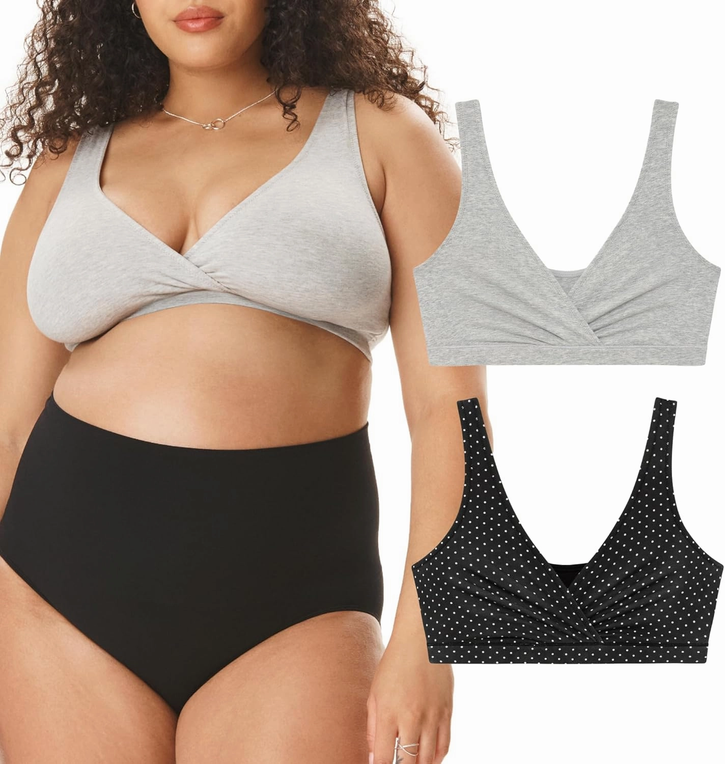 Motherhood Maternity Women's Soft Cotton Spandex Wrap Front Maternity & Nursing Sleep Bralette Bra S-3x