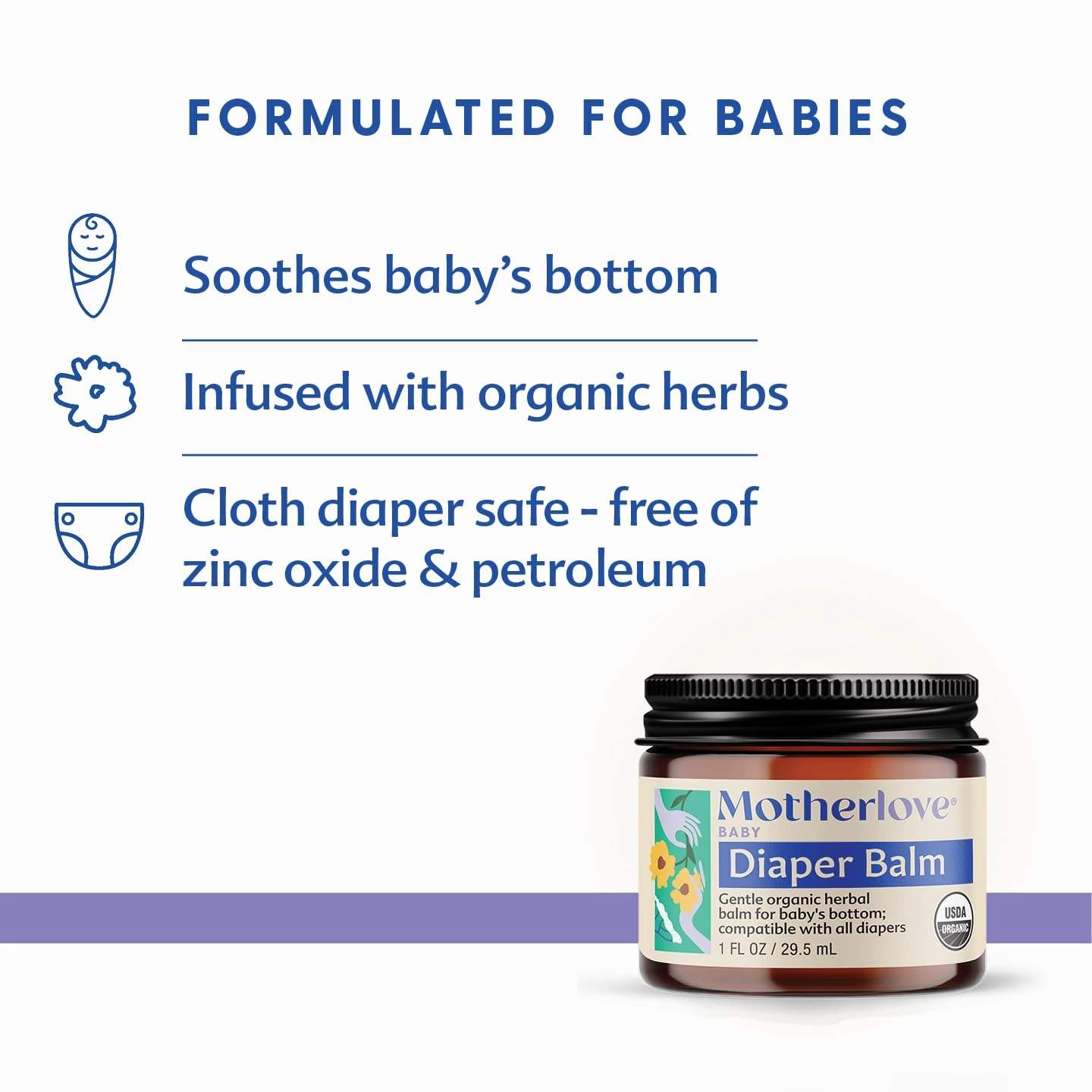 Motherlove Diaper Balm (2 oz) Organic Herbal Diaper Rash Cream—Cloth diaper Safe, Zinc Oxide- & Petroleum-Free