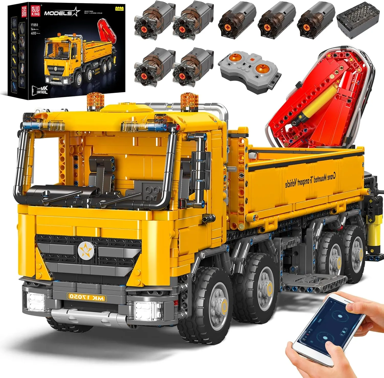 Mould King 17050 Self-Loading Crane Building Blocks Kits, MOC Heavy-Duty Romote Control Crane Truck Model, Collectible Set for Adults, Gift Toy for Kids Age 14  (4012  Pieces)