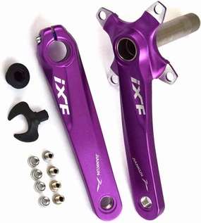 Mountain Bike Crankarm 170mm 104 BCD Bike Crank Arm Set Support Single/Double/Triple Chainring Hollow Integrated Crankset(Purple)