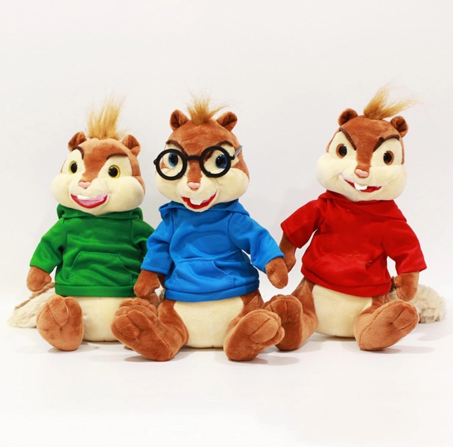 Movie Toys Alvin and The Chipmunks Plush Dolls Cute Chipmunks Stuffed Toys Kids Gift,Alvin, Theodore&Simon Toys (Red)