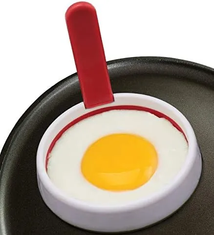 MSC International 17343 50666 Joie Eggy 3.5" Non-Stick Silicone Compact Egg Ring with Folding Handle, Assorted Colors