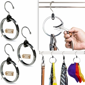 Multipurpose Closet Hangers- Tie and Belt Hanger for Closet- Great Space Saving Belt Organizer for Closet- Ideal for Storing Belts, Ties, Scarfs, Baseball Hats, Purses & More- 3 Pack