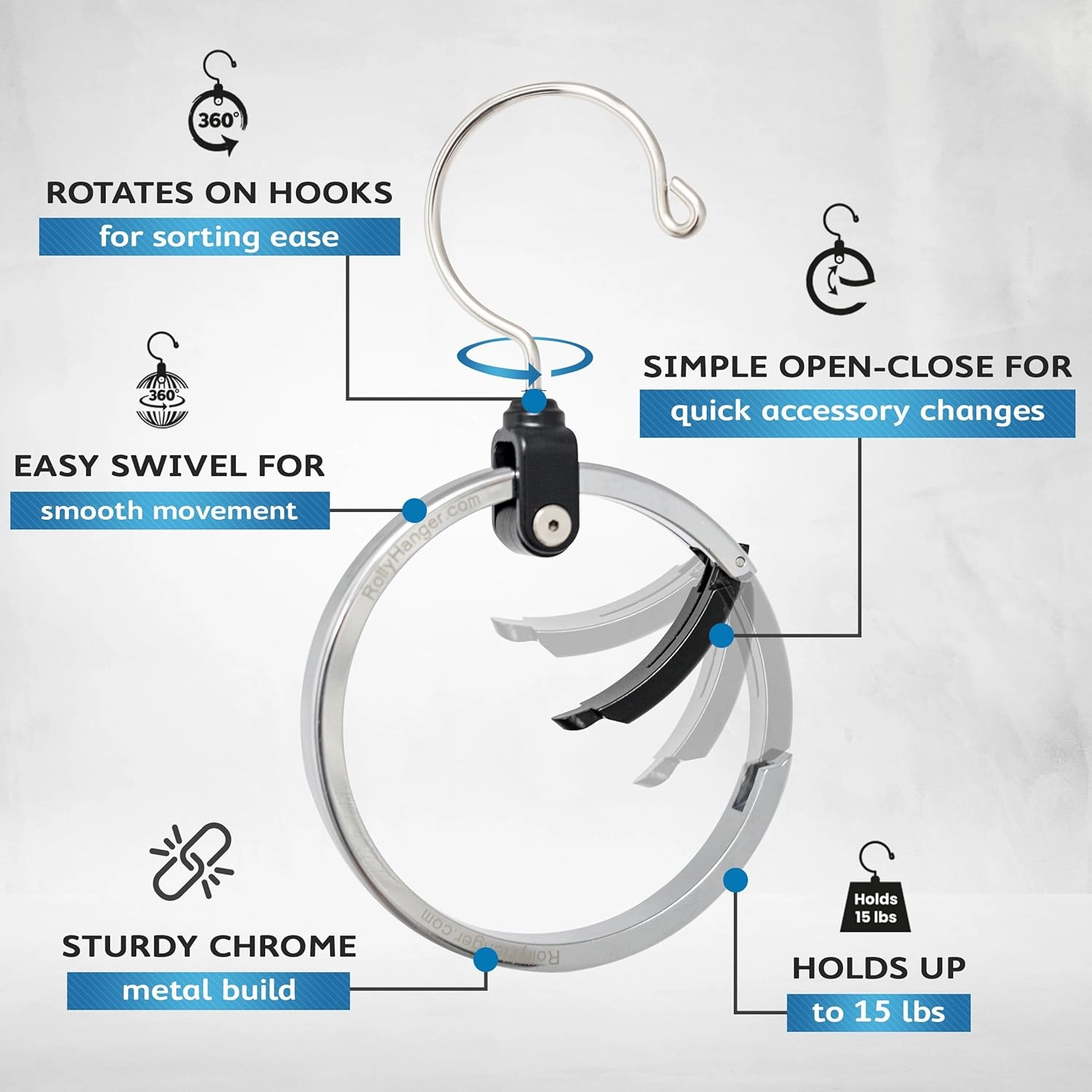 Multipurpose Closet Hangers- Tie and Belt Hanger for Closet- Great Space Saving Belt Organizer for Closet- Ideal for Storing Belts, Ties, Scarfs, Baseball Hats, Purses & More- 3 Pack