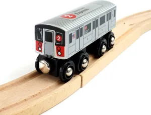 MUNI PALS Munipals New York City Subway Wooden Railway (A Division/IRT) 2 Train/7 Avenue Express–Child Safe and Tested Wood Toy Train
