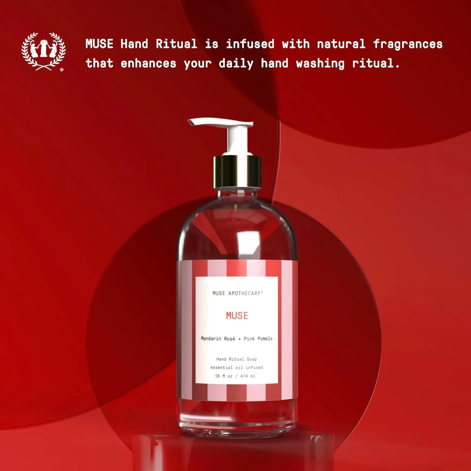 Muse Apothecary Hand Ritual - Aromatic and Nourishing Hand Soap, Infused with Natural Aromatherapy Essential Oils - Great Valentine's Day Gift - 16 oz, Mandarin Rosè   Pink Pomelo, 2 Pack