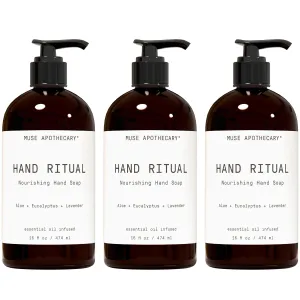Muse Apothecary Hand Ritual - Aromatic and Nourishing Hand Soap, Infused with Natural Aromatherapy Essential Oils - USDA Certified Biobased - 16 oz, Aloe   Eucalyptus   Lavender, 3 Pack
