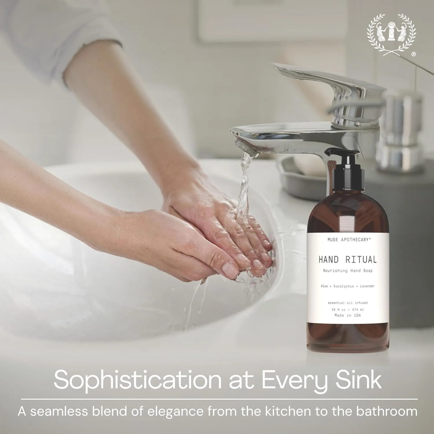 Muse Apothecary Hand Ritual - Aromatic and Nourishing Hand Soap, Infused with Natural Aromatherapy Essential Oils - USDA Certified Biobased - 16 oz, Aloe   Eucalyptus   Lavender, 3 Pack